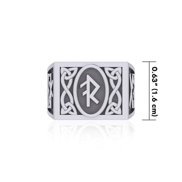 The Fifth Power of Rune Viking Silver Signet Men Ring TRI1971 - Jewelry